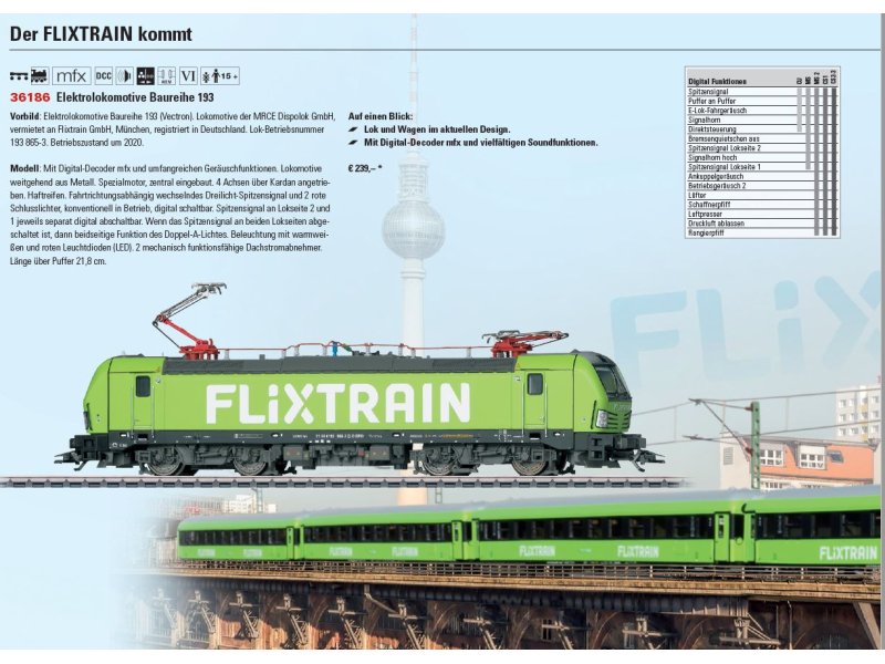 E-Lok BR 193 Flixtrain Elektrolokomotive Baureihe 193 Märklin 036186